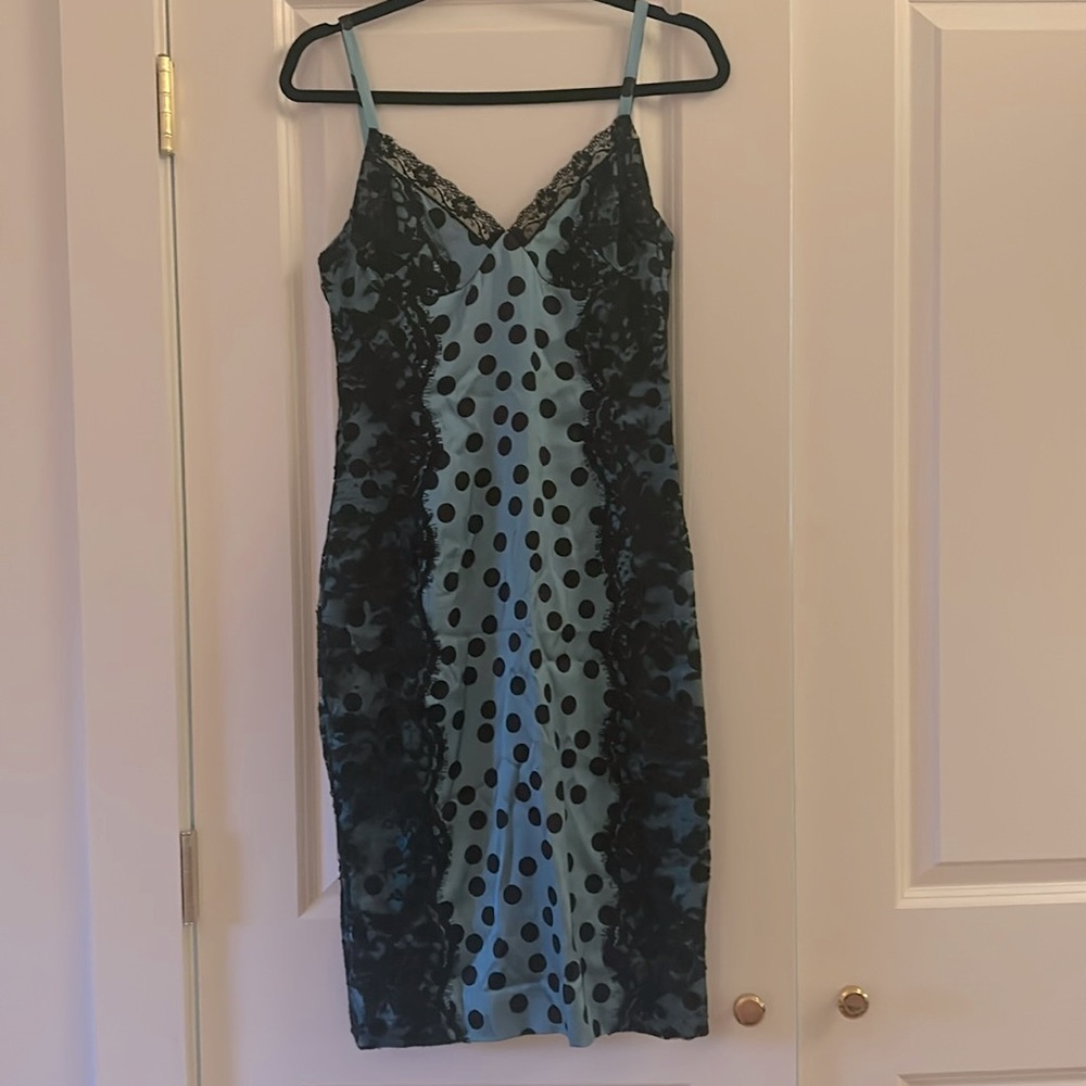 Dolce and Gabbana silk and lace polkadot slip dress size 40